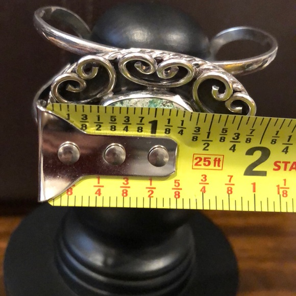 VINTAGE Sterling Silver Turquoise Coral Cuff Bangle Bracelet - Picture 8 of 11